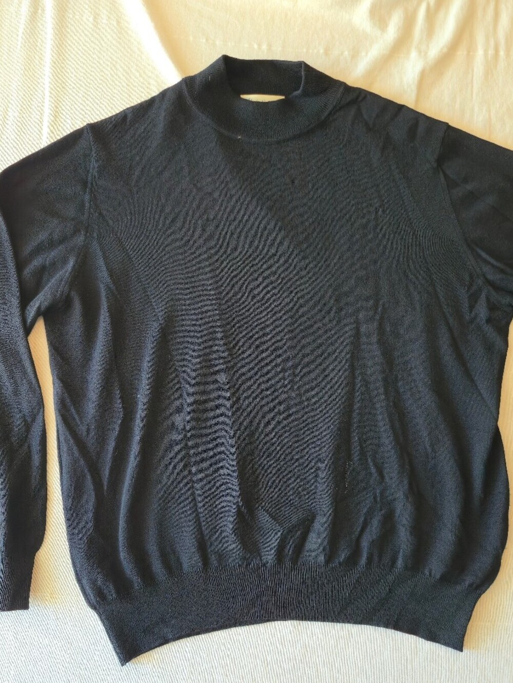 John W. Nordstrom Men's Navy Blue 100% Extrafine Merino Wool Sweater Size Large